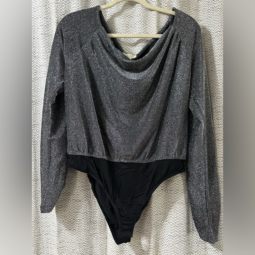 Kori Silver Sparkle Long-Sleeve Bodysuit